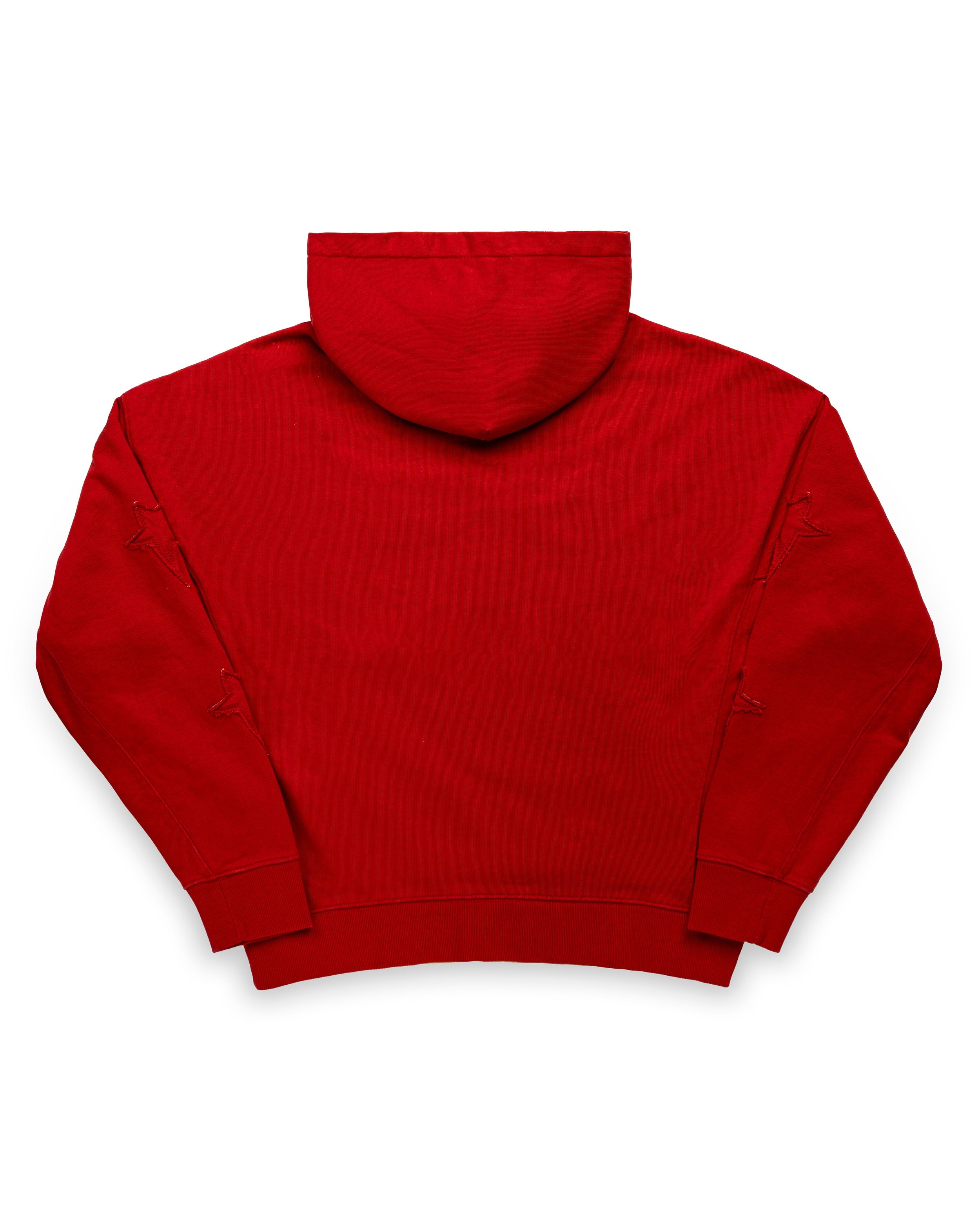 Sudadera con capucha roja de fuego