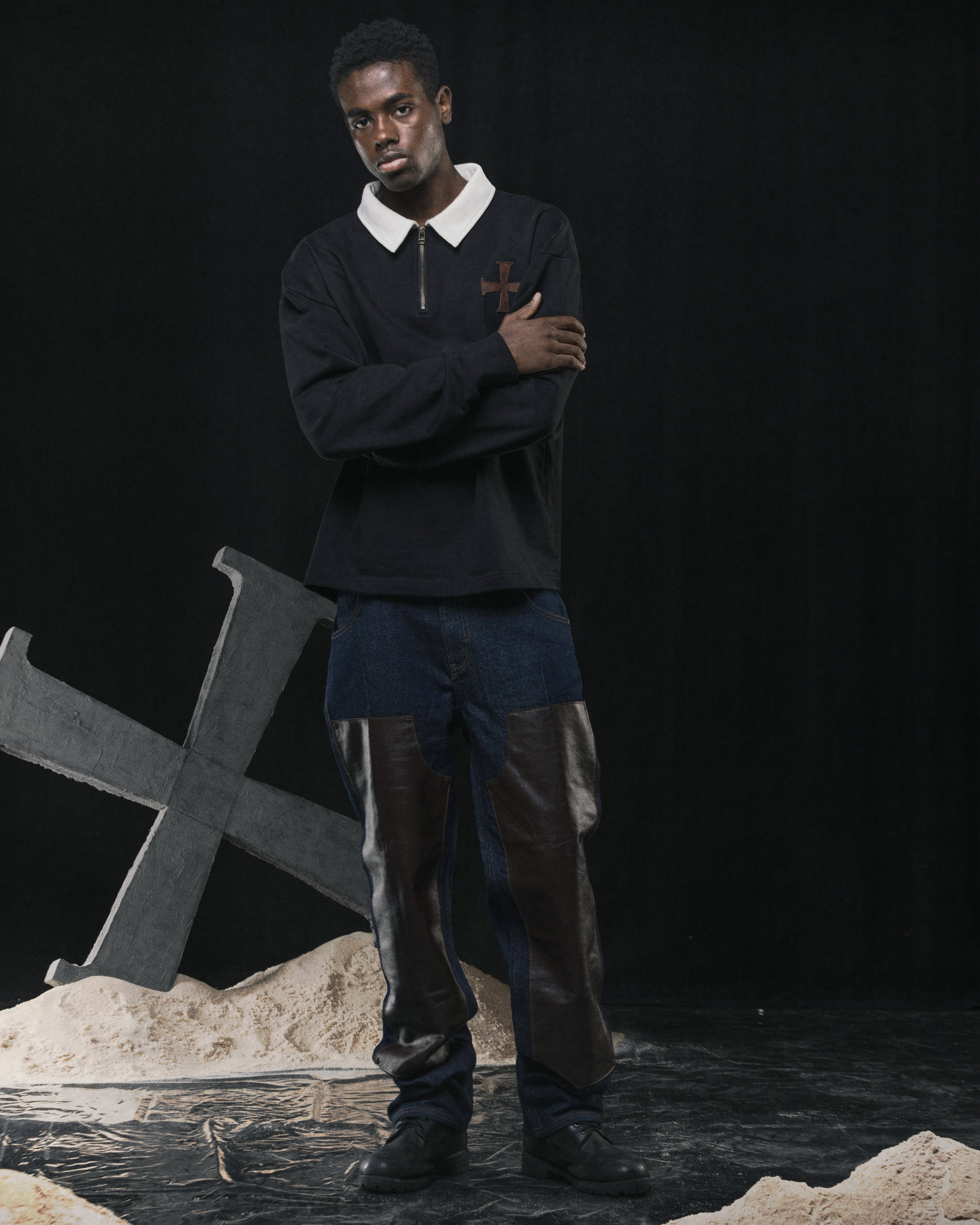 Double Knee Raw Jeans