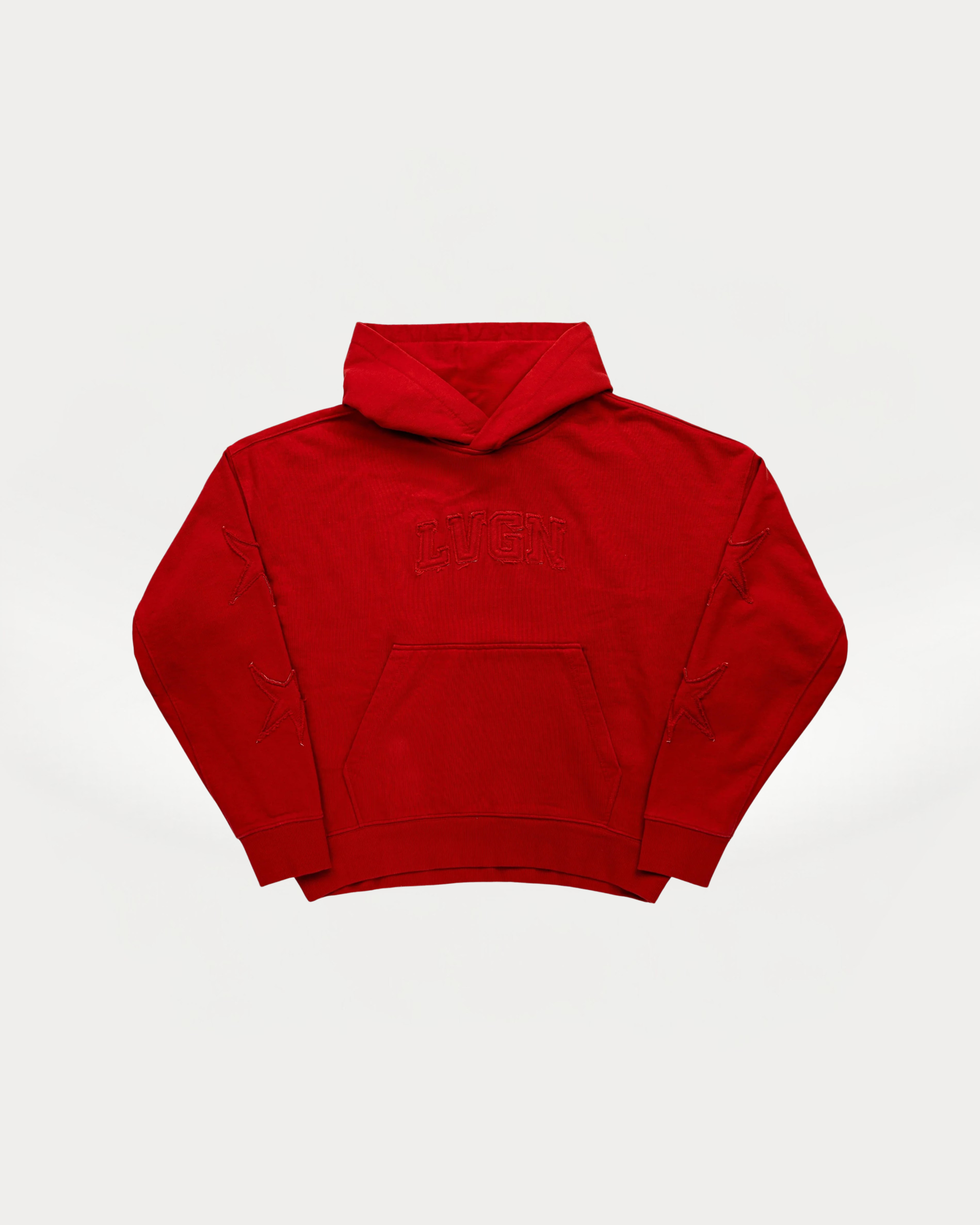 Sudadera con capucha roja de fuego